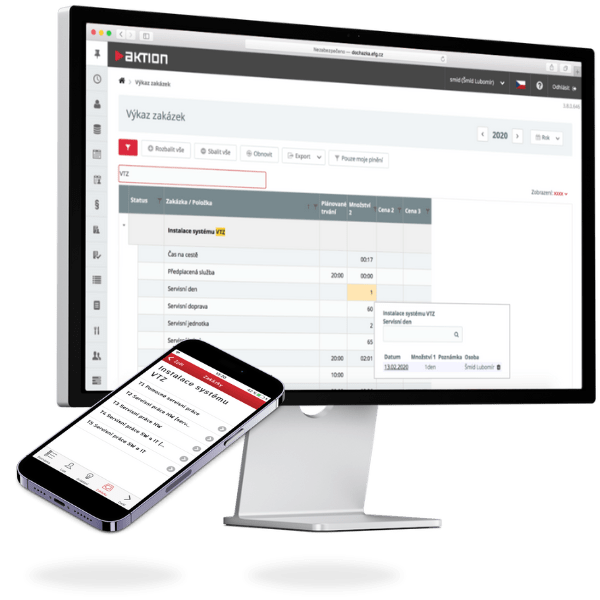V rámci vlastného modulu Aktion vypĺňate hlásenia na webovom portáli a keď ste na cestách, používate mobilnú aplikáciu.