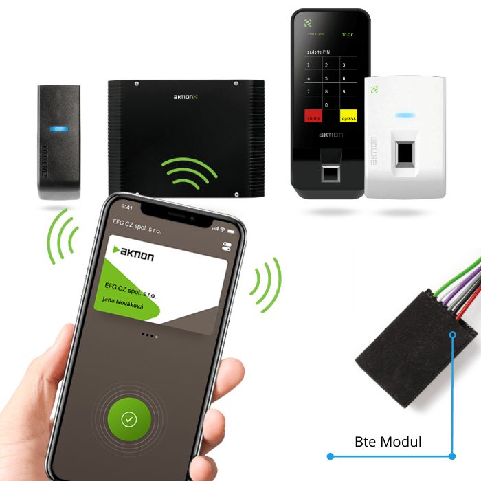 Aby karta eCard fungovala v mobilnom telefóne, musíte pripojiť modul Aktion k snímačom Bte.