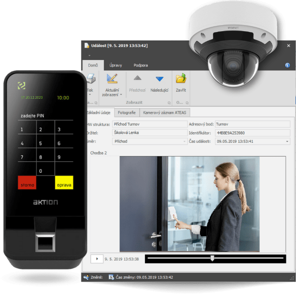 Systém kontroly prístupu Aktion môže monitorovať zóny a spustiť alarm, ak sa zistí definovaná udalosť.