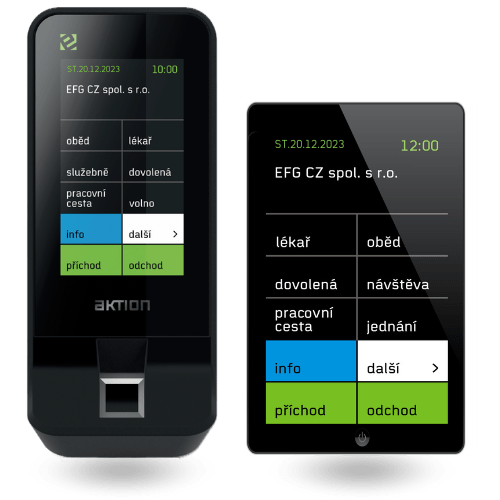 Moderné dierovacie hodiny v dochádzkovom systéme Aktion
