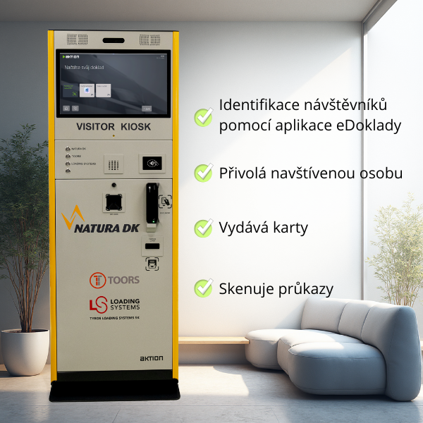 Kiosk Aktion na identifikáciu návštevníkov.