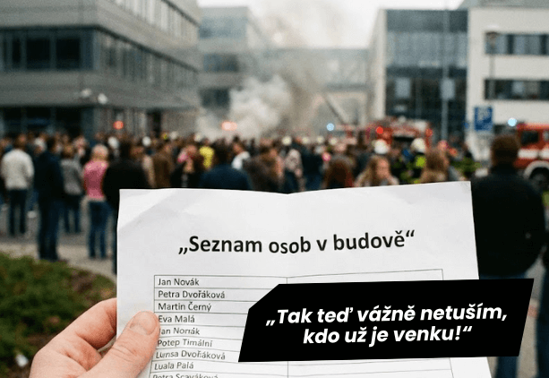 Pri evakuácii ľudí z podniku je vhodné mať spoľahlivé záznamy - Aktion